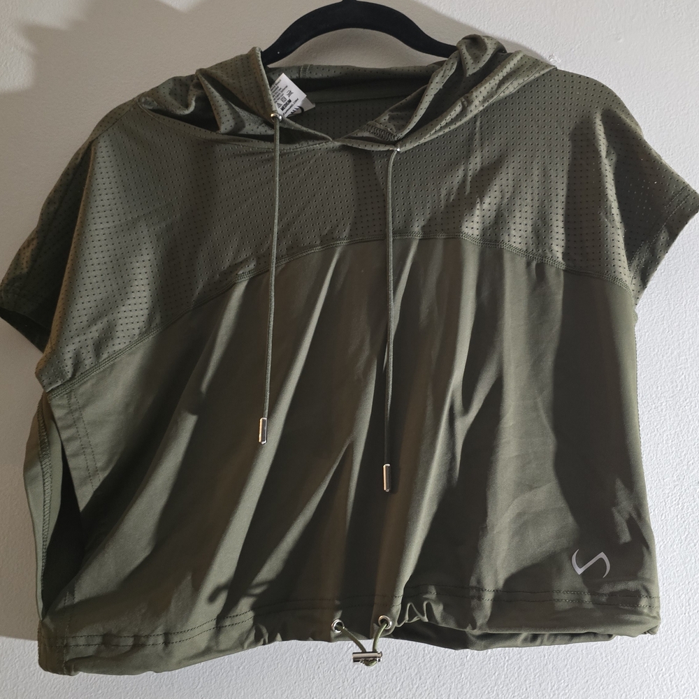 Stylish Olive Green Hooded Muscle Tee